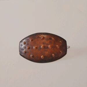 Vintage Hammered Copper Hair Barrette Rustic Patina Clasp Large 4.25" Boho